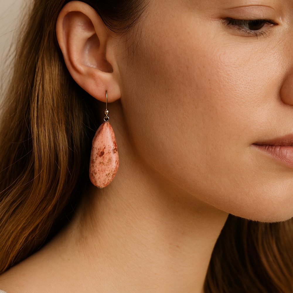 CZoisite Earrings Dangle 2” handcrafted new pink gold burgundy